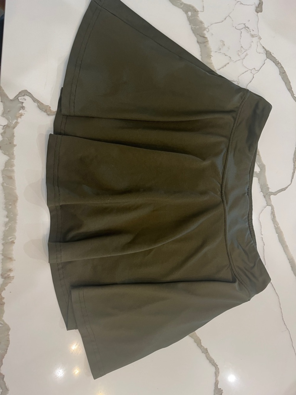 Olive Green Pleated Mini Skirt